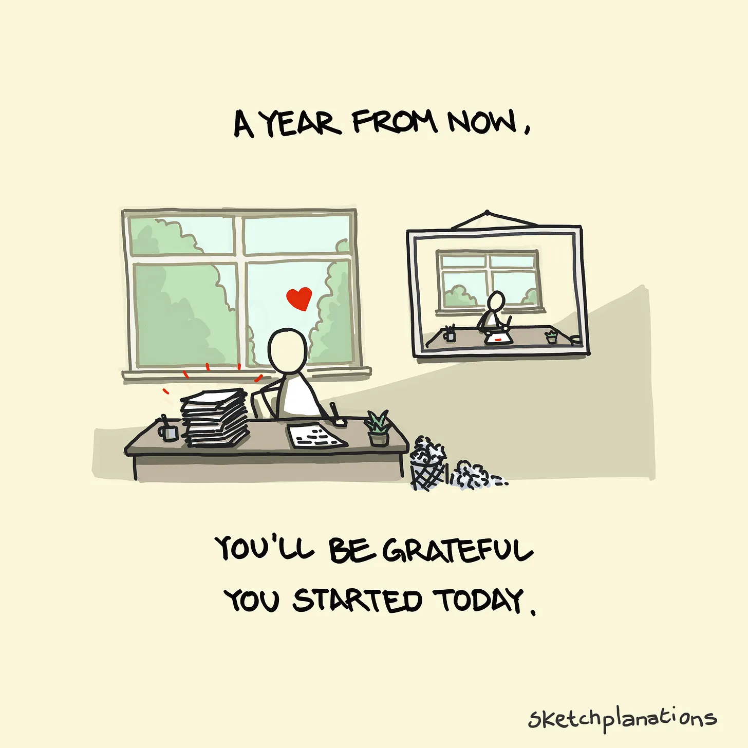 A year from now you'll be glad you started today