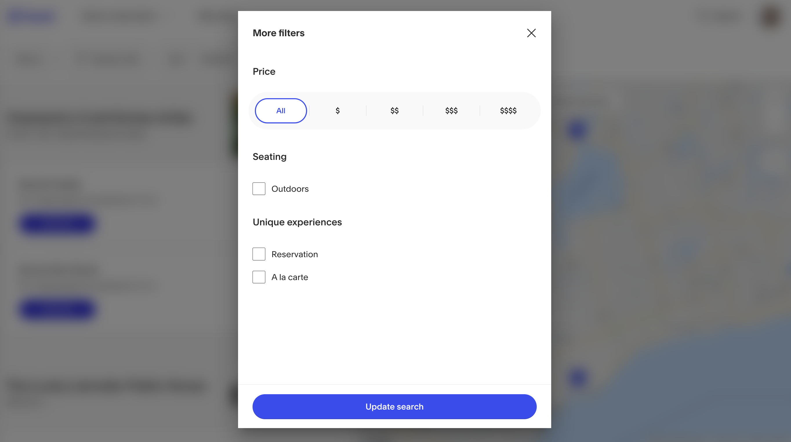 More filtering of restaurants on the map